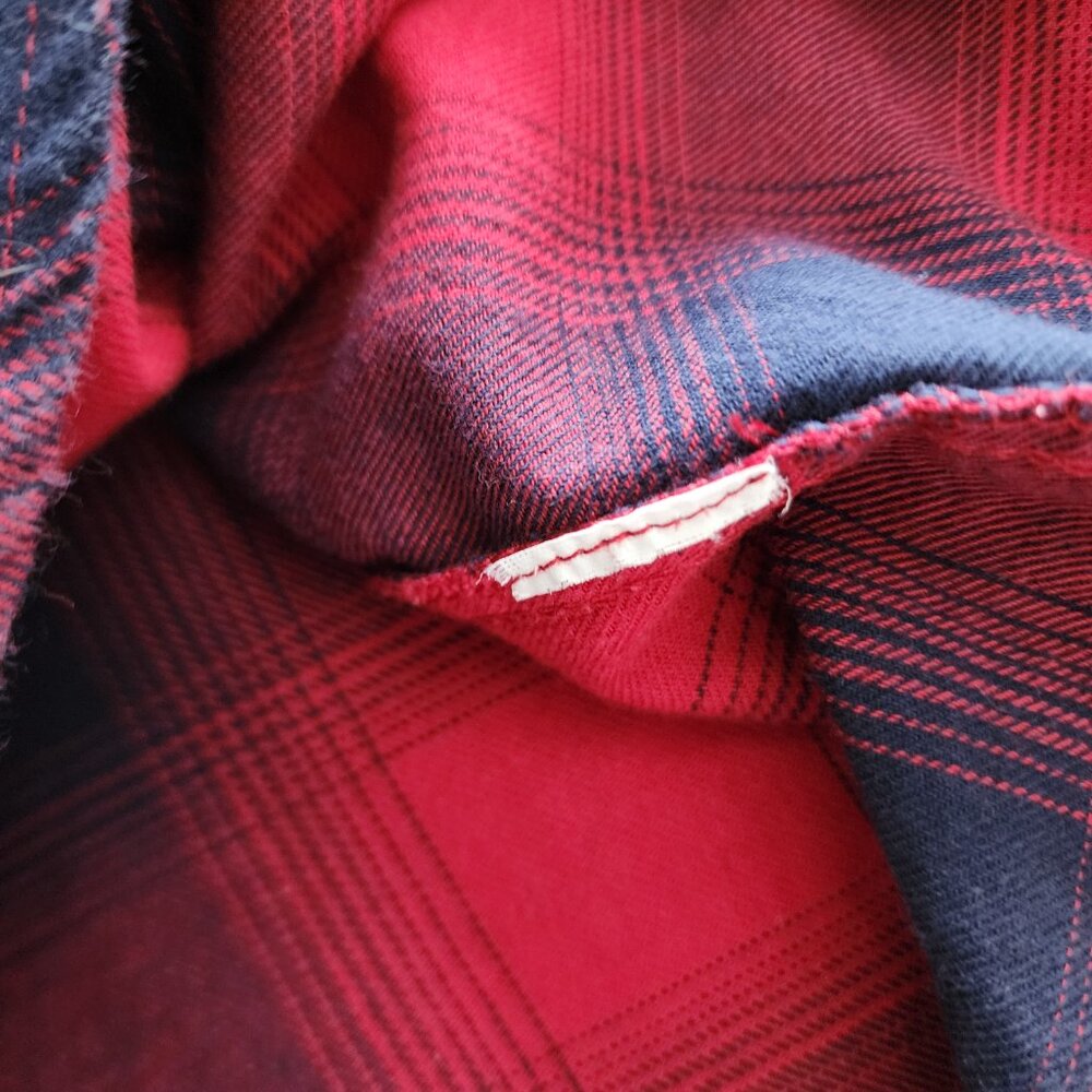 Zara red & navy plaid flannel shirt - Picture 6 of 9